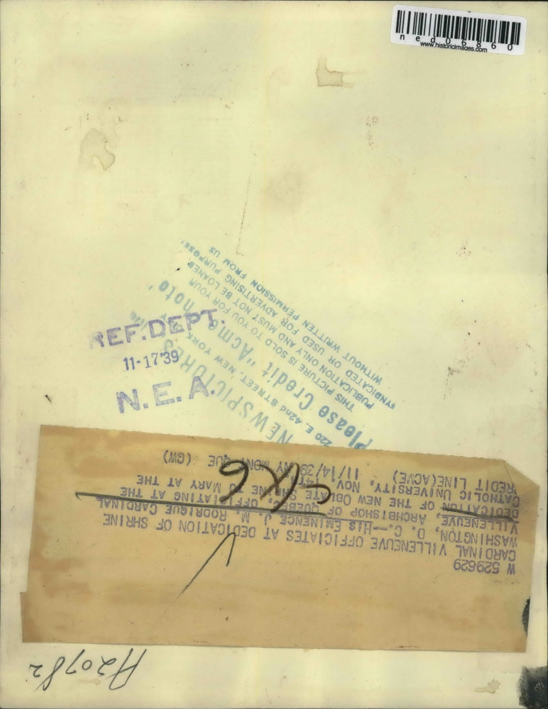 1939 Press Photo Washington DC His Eminence J M Rodrigue Cardinal Villeneuve