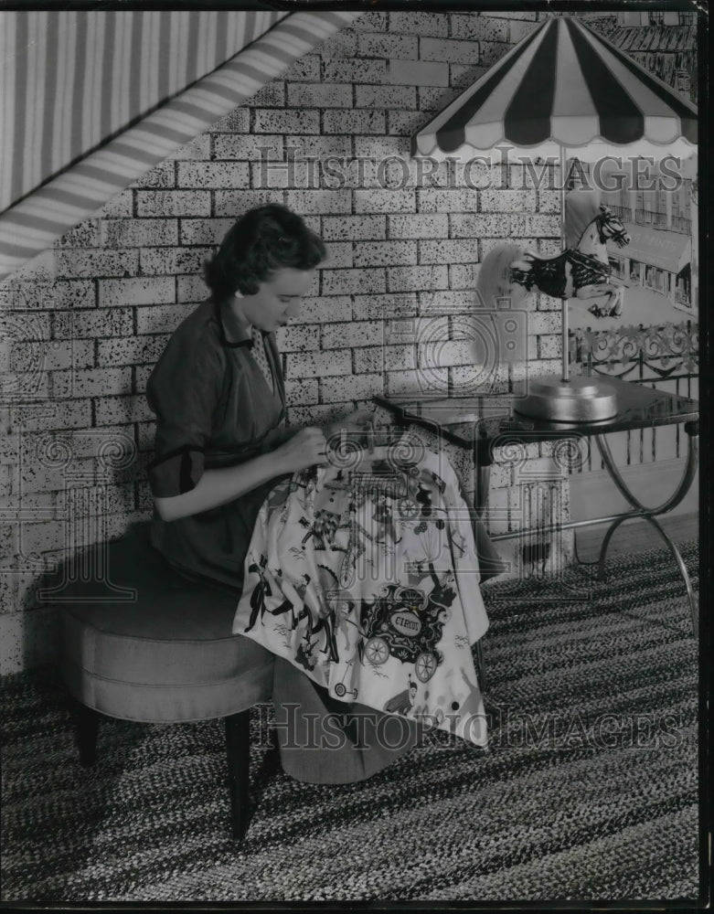 1955 Press Photo Circus themed interior home design