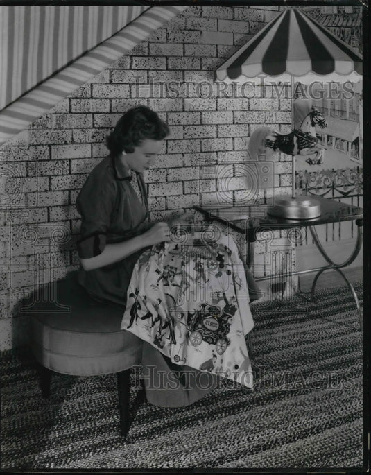 1955 Press Photo Circus themed interior home design