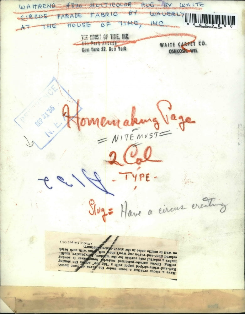 1955 Press Photo Circus themed interior home design