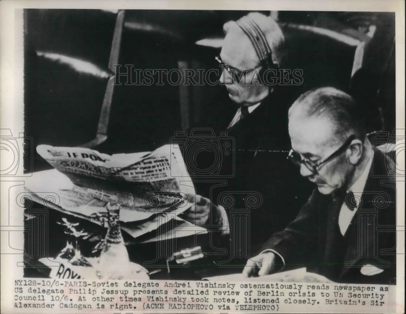 Load image into Gallery viewer, 1948 Press Photo Soviet Andrei Vishinsky during US Philip Jessup's speech
