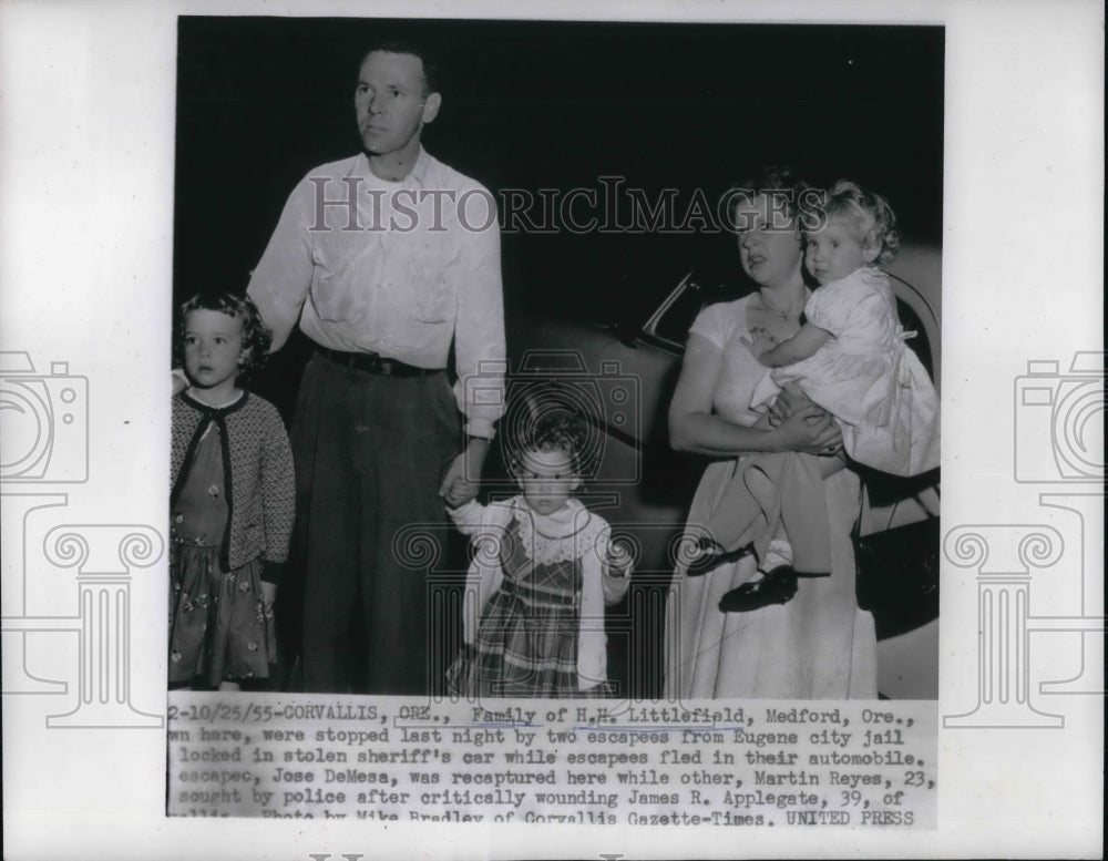 1955 Press Photo Eugene Jail Escapees Steal H H Littlefield Family Car Oregon