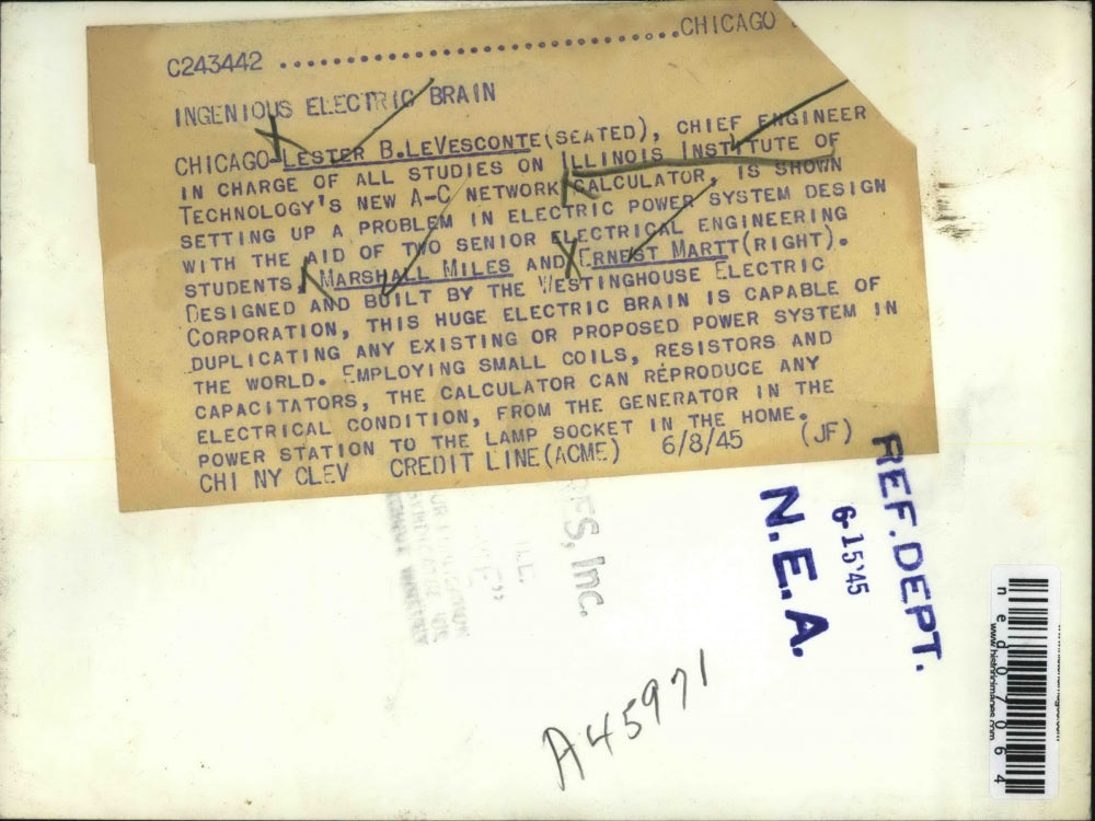 1945 Press Photo Chicago LB LeVesconte, M Miles, E Martt Ill Institute of Tech