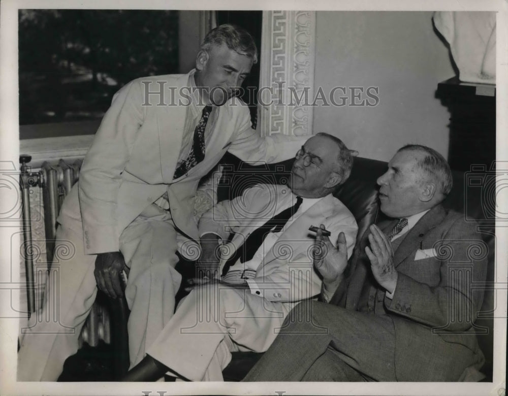 1939 Press Photo DC Sec of State Cordell Hull, L Johnson of Tex, B Bloom of NY