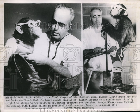 1952 Media Photo Mickey Given Physical Exam by Dr. Mather