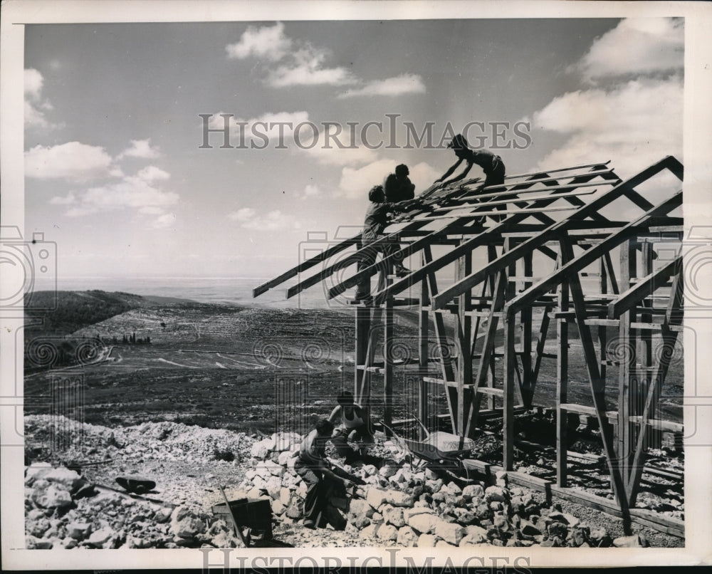 1948 Media Photo French Settlers Building in N'Veh Ilan