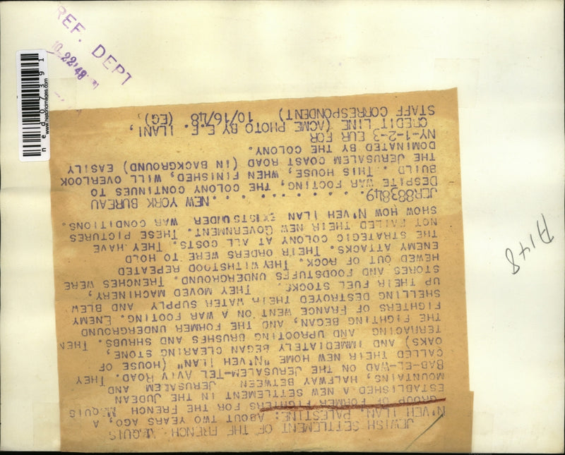 Load image into Gallery viewer, 1948 Media Photo French Settlers Building in N'Veh Ilan
