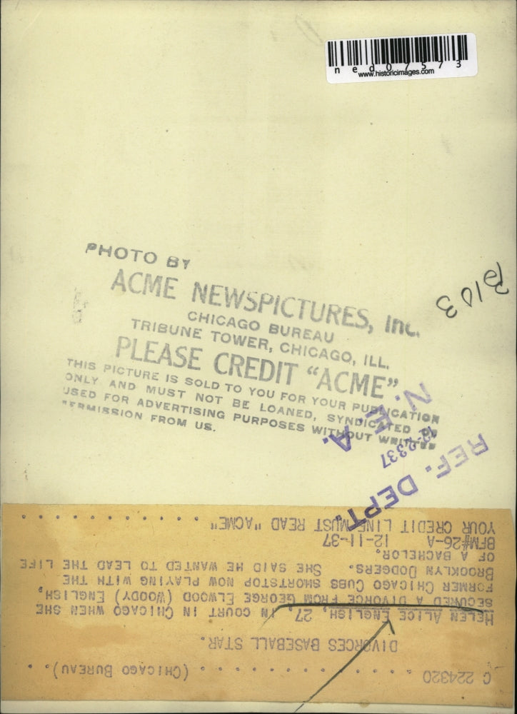 1937 Media Photo Helen Alice English in court in Chicago