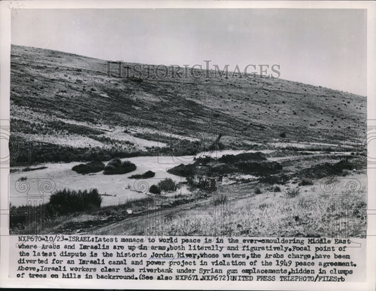 1953 Press Photo A view of the latest dispute at Jordan River
