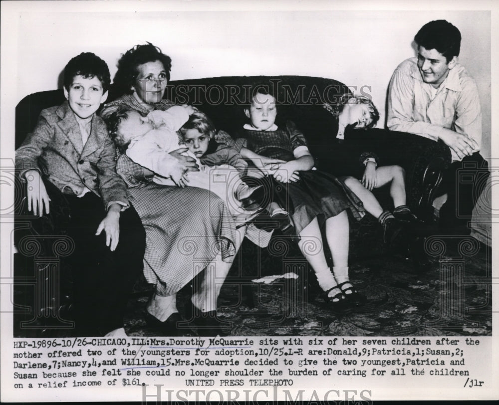 1953 Press Photo Dorothy McQuarrie offered her 2 youngest children for adoption