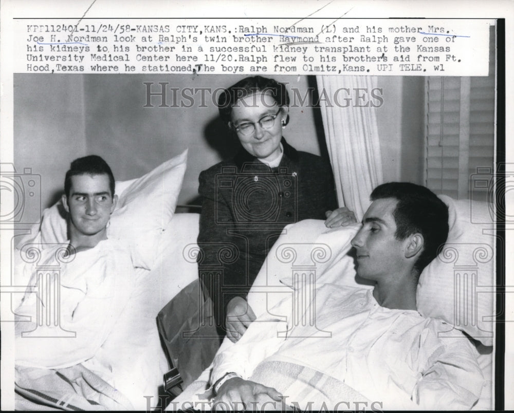 1958 Media Photo Ralph Nordman gave kidney to his twin brother Raymond