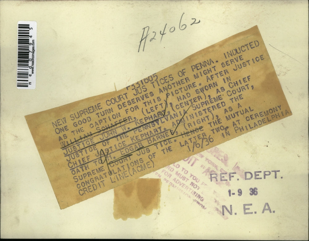 1936 Press Photo New Supreme Court Justices Pennsylvania Inducted