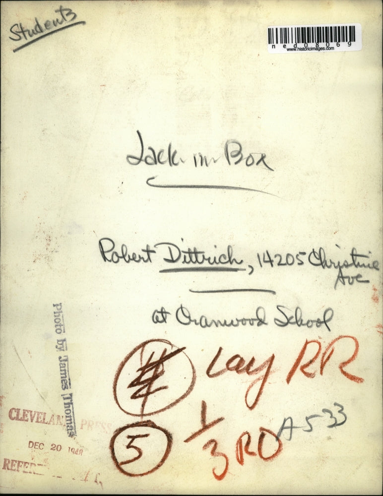 1948 Press Photo Robert Sittrich at Cranwood school in Cleveland