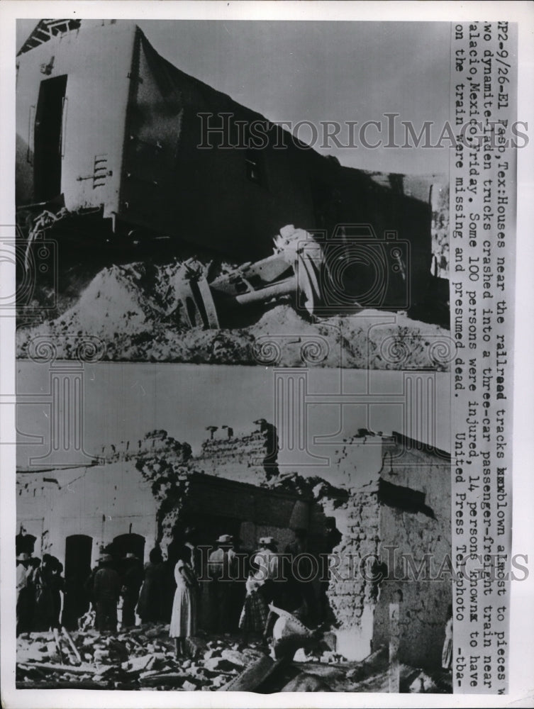 1955 Media Photo Dynamite Laden trucks crashed into a three car at Houston Texas