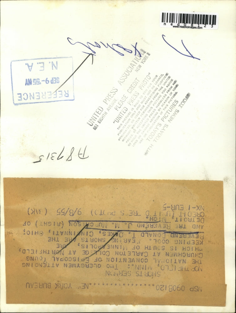 1955 Media Photo Revered Donald Oakes & Reverend JM Murchison in shorts