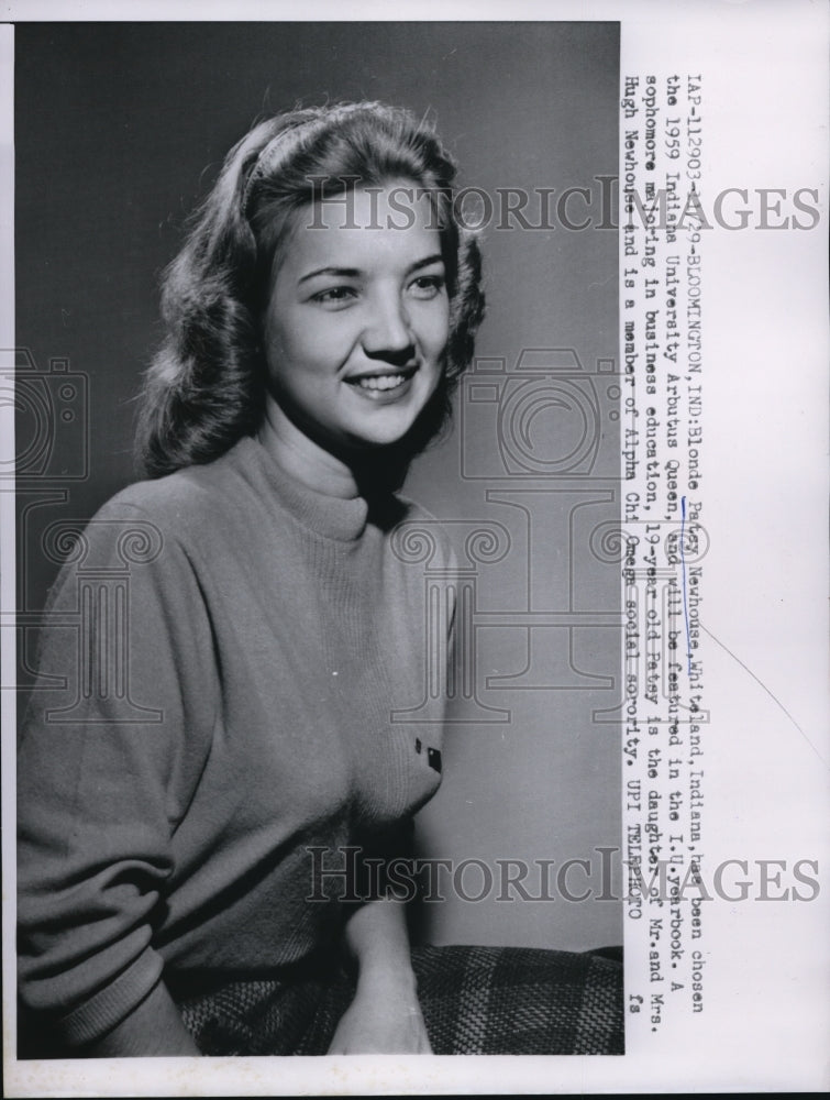 1958 Press Photo Arbutus Queen Patsy Newhouse, Indiana University
