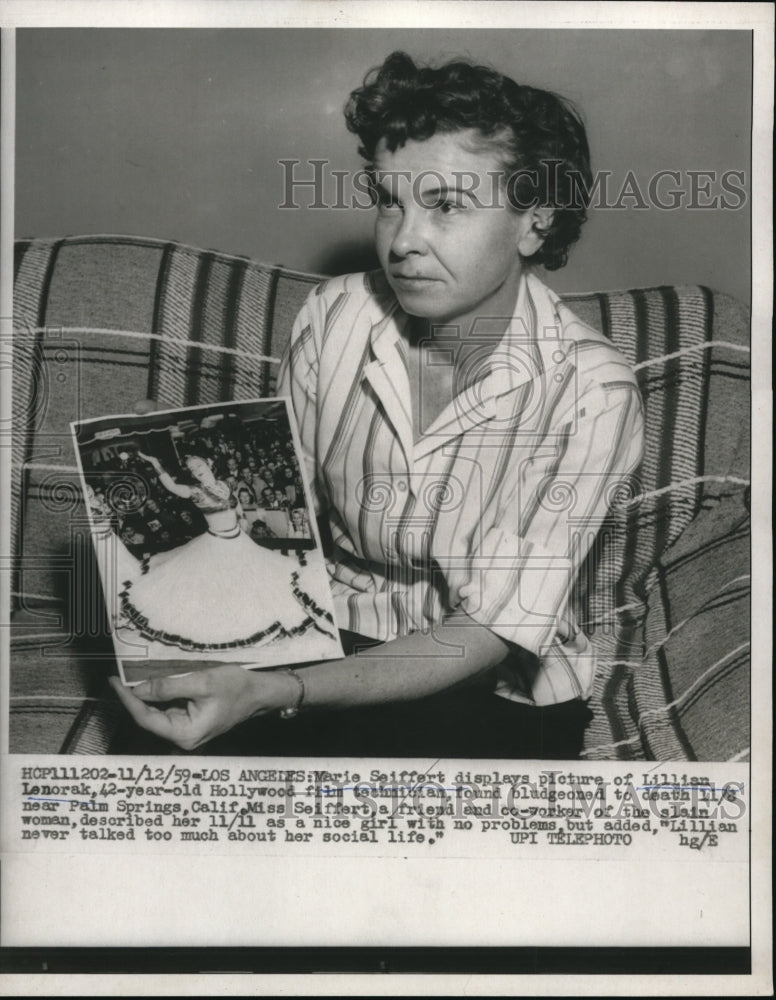 1959 Press Photo LA Calif Marie Seiffert friend of slain girl Lillian Lanorak