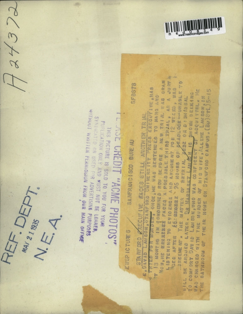 1935 Press Photo David Lamson at murder trial & Dr Margaret Lamson