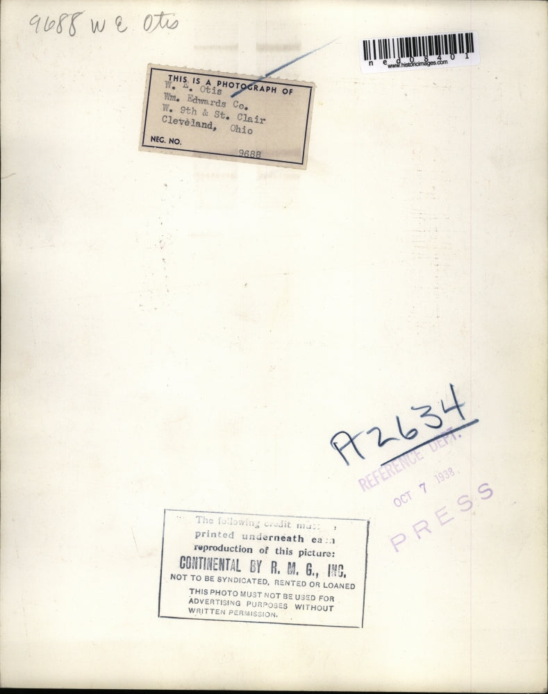 1938 Press Photo W. E. Otis Cleveland Ohio - ned08401