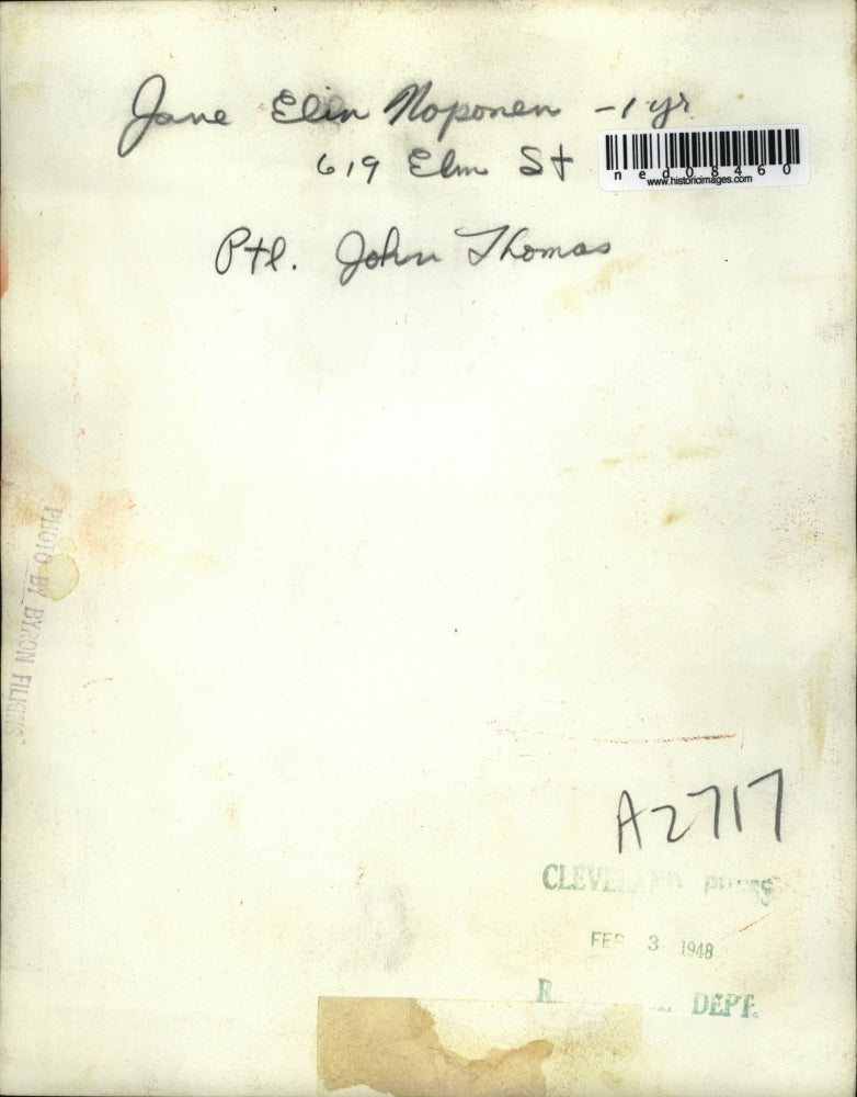 1948 Press Photo Jane Ellen Noponen and Ptl John Thomas