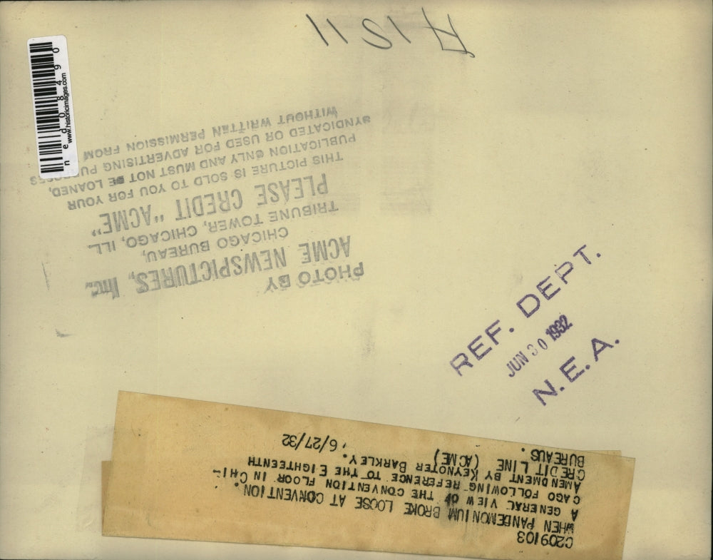 1932 Press Photo Convention Chicago Eighteenth Amendment Keynoter Barkley