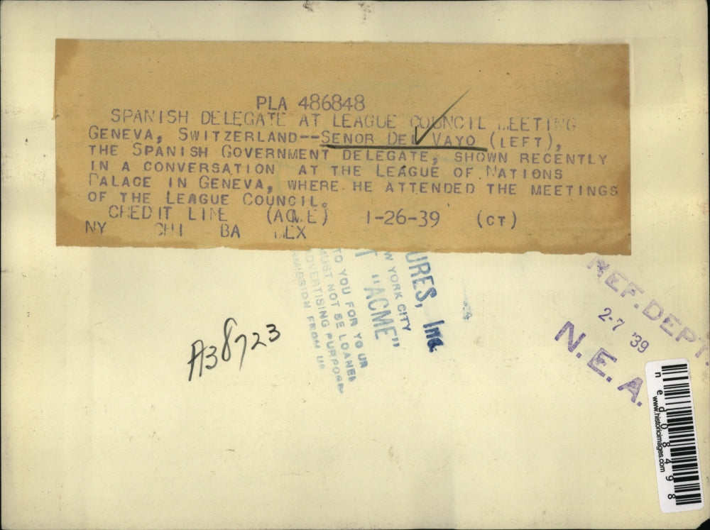 1939 Press Photo Geneva Switzerland Senor Del Vayo League Nations Palace