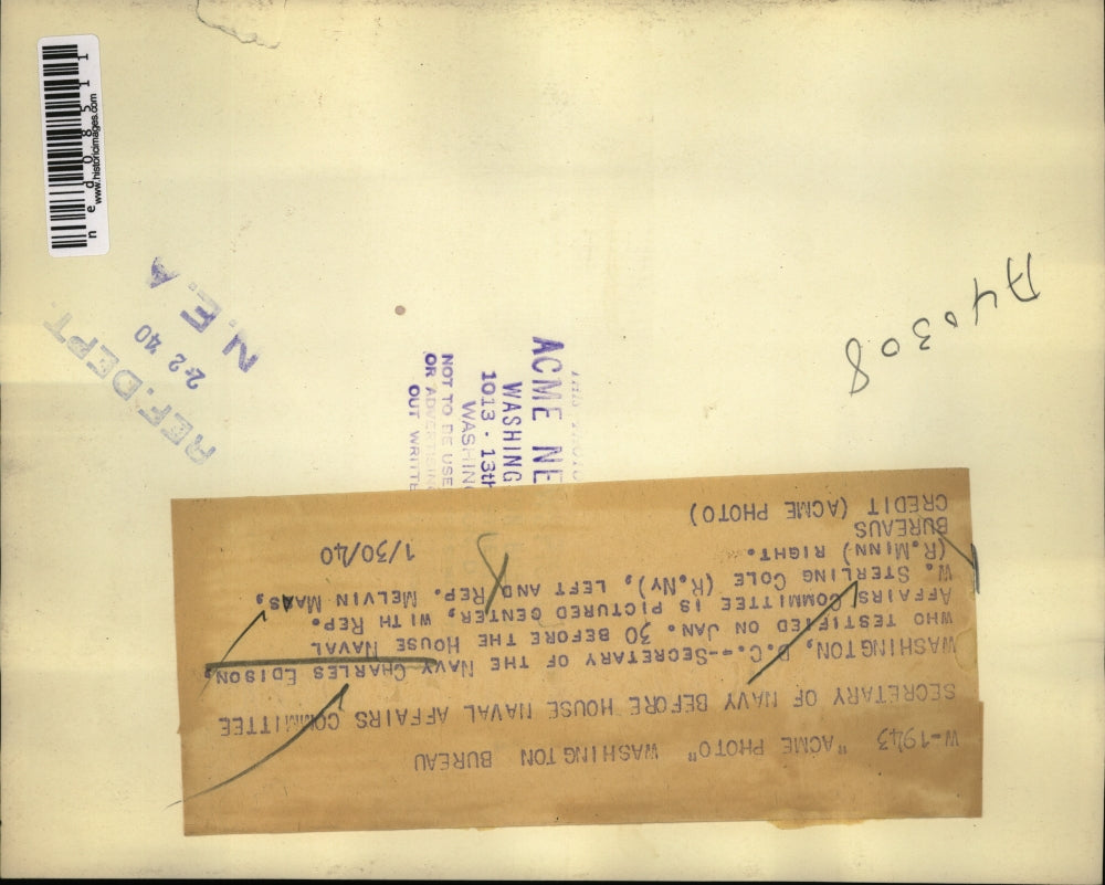 1940 Press Photo Washington DC Secretary of Navy Charles Edison pictured with