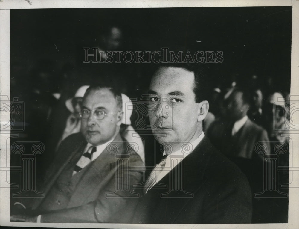 1933 Press Photo David Lamson with his defense counsel, Arthur Free