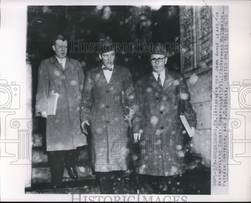 1954 Press Photo Attorneys Richard McCormick, Patrick Costello and AC Scales
