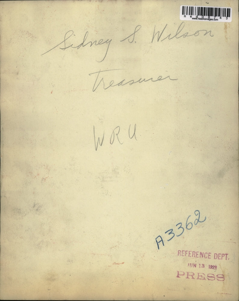 1929 Press Photo Sidney Wilson, Western Reserve University treasurer,