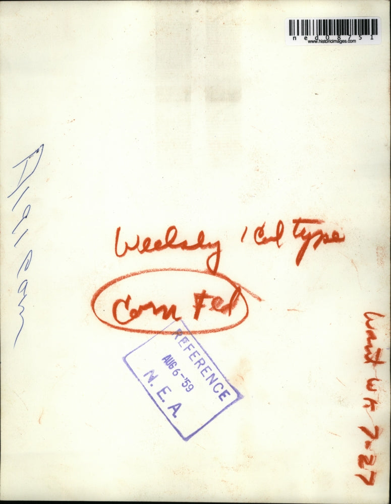 1959 Press Photo Miss France Francoise eating corn on the cob in Hollywood