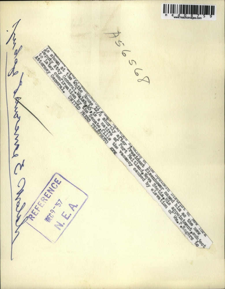 1957 Press Photo Judge Lawrence Walsh at the White house