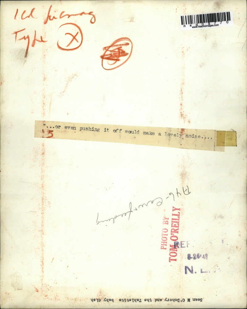 1948 Press Photo Little cutie Sean M O'Dohery with his table dish