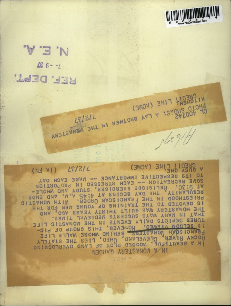 1937 Press Photo Franciscan Monastery is devoted for training to priesthood