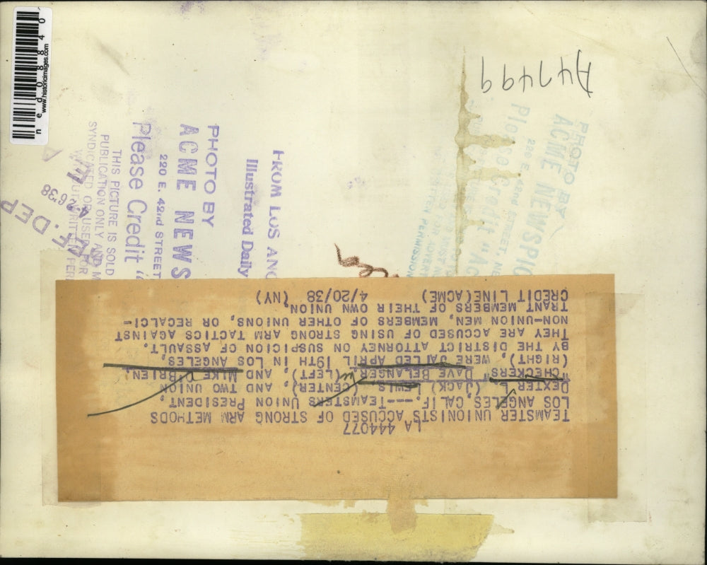 1938 Press Photo Teamster Unionists accused of strong arm methods - ned08840