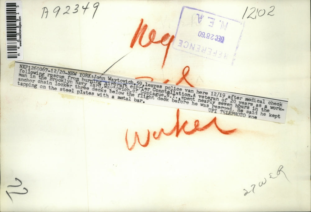 1960 Press Photo NYC John Waytovich after rescue from carrier Constellation