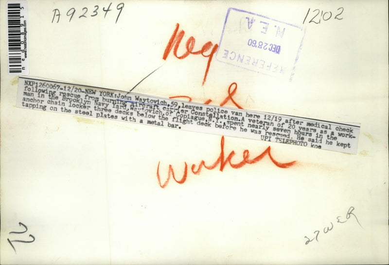 Load image into Gallery viewer, 1960 Press Photo NYC John Waytovich after rescue from carrier Constellation
