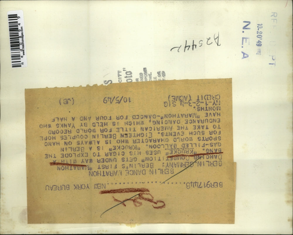 1949 Press Photo Krucke, Berlin's first Marathon Dancing Competition