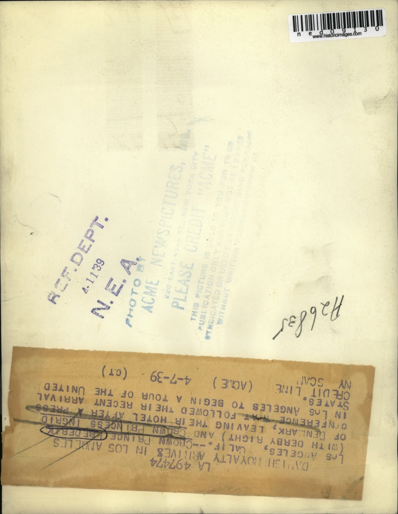 1939 Media Photo La Calif Crown Prince Frederick of Denmark Princess Ingrid