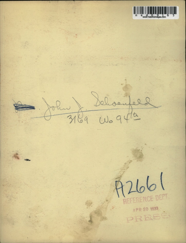 1933 Press Photo John J Schoenfeld 3169 w 94th