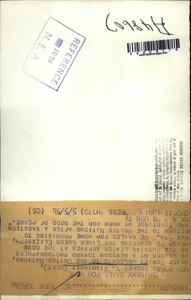 1954 Press Photo New York Andrei Y Vishinsky Soviet delegate to United Nations