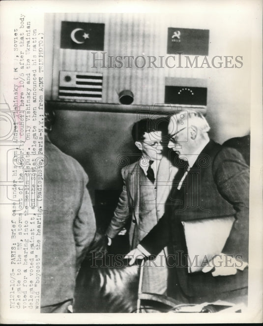 1949 Press Photo Andrei Vishinsky storms out of Security Council