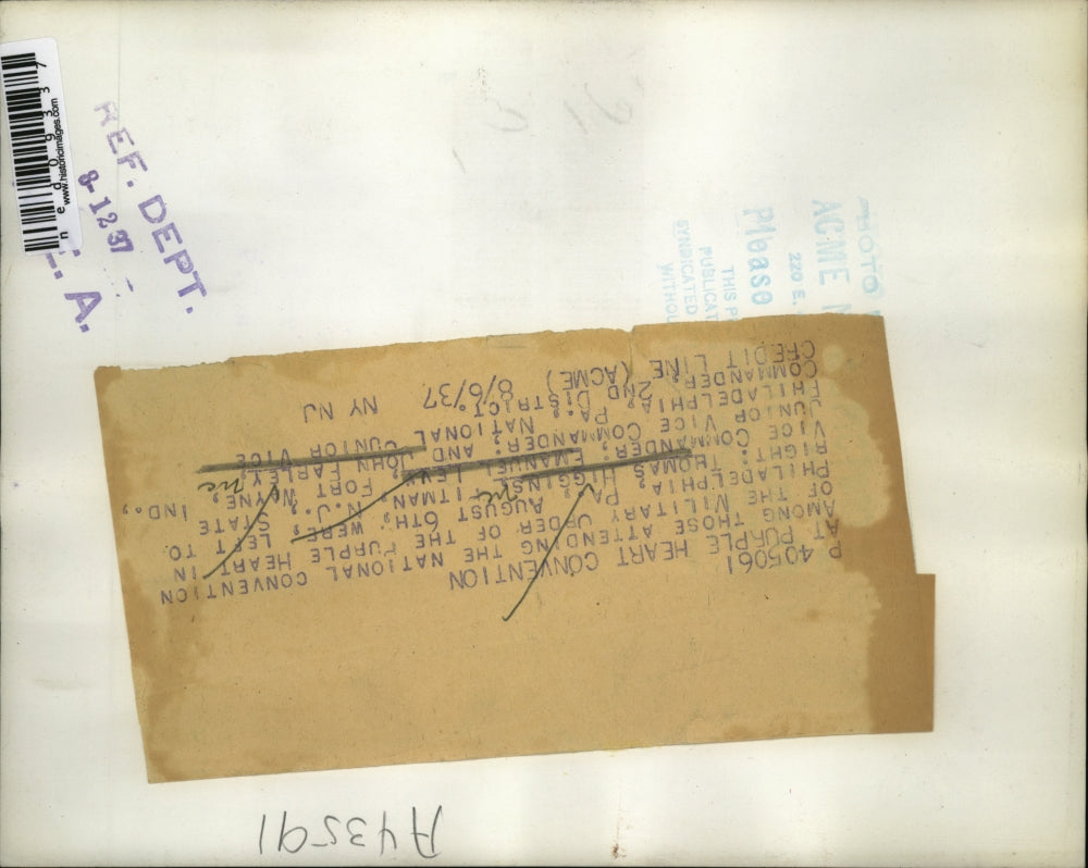 1937 Press Photo Thomas Higgins, Emanuel Levy,John Farley Order of Purple Heart