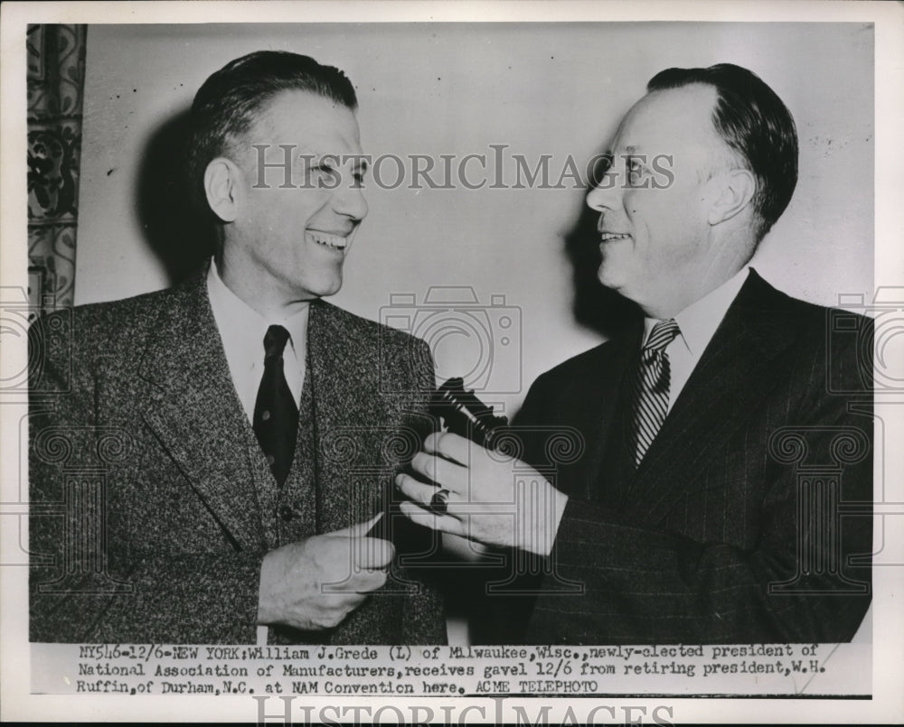 1951 Press Photo NYC William Grede pres Natl Assoc Mfgrs & ex pres WH Ruffin