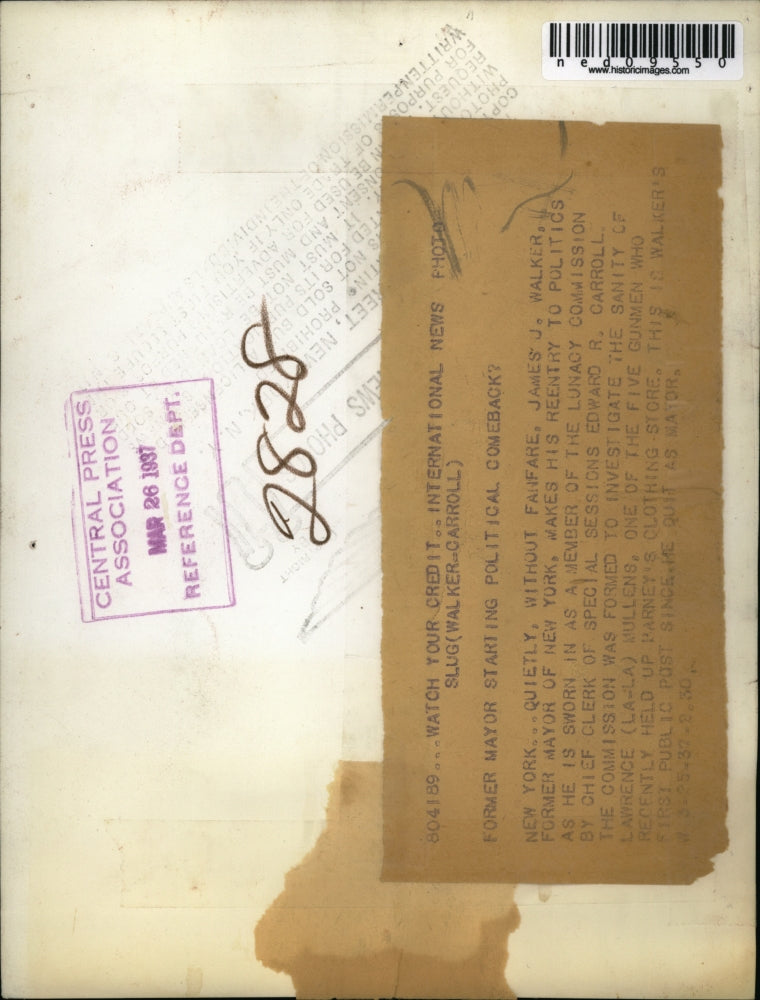 1937 Press Photo Former NY Mayor James Walker Sworn into Lunacy Comission