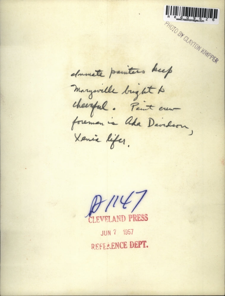 1957 Media Photo Woman Painting Around Window