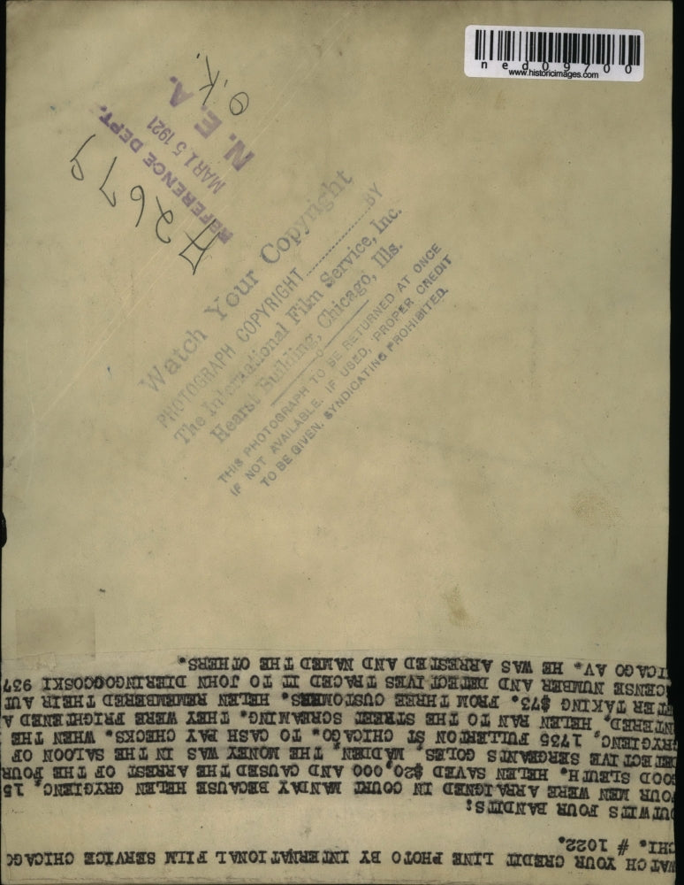 1921 Press Photo Three men were charged in court because of Helen Sleuth