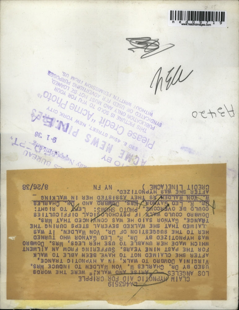 1938 Press Photo Dr Leo Gaynor Mrs Dumbro and Dr Charles Von Walden