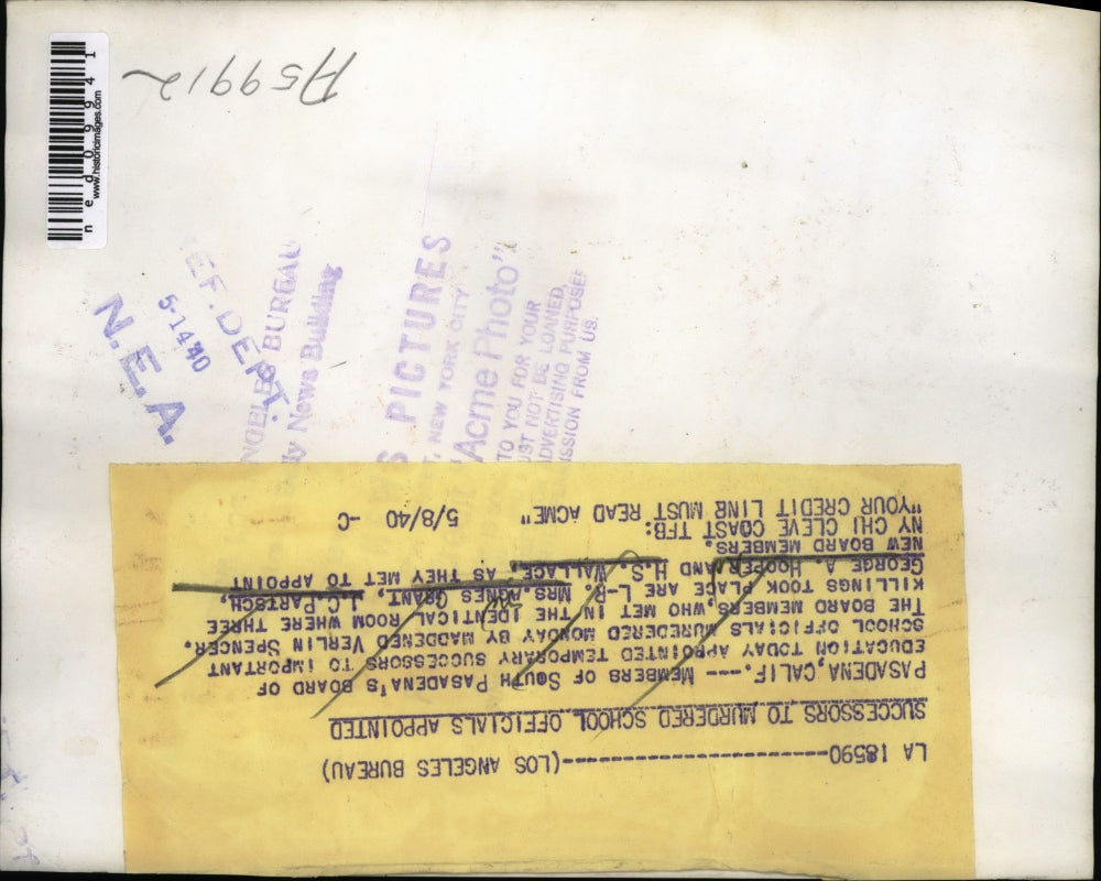 1940 Media Photo Member of South Pasadena Board of Education appointed successor