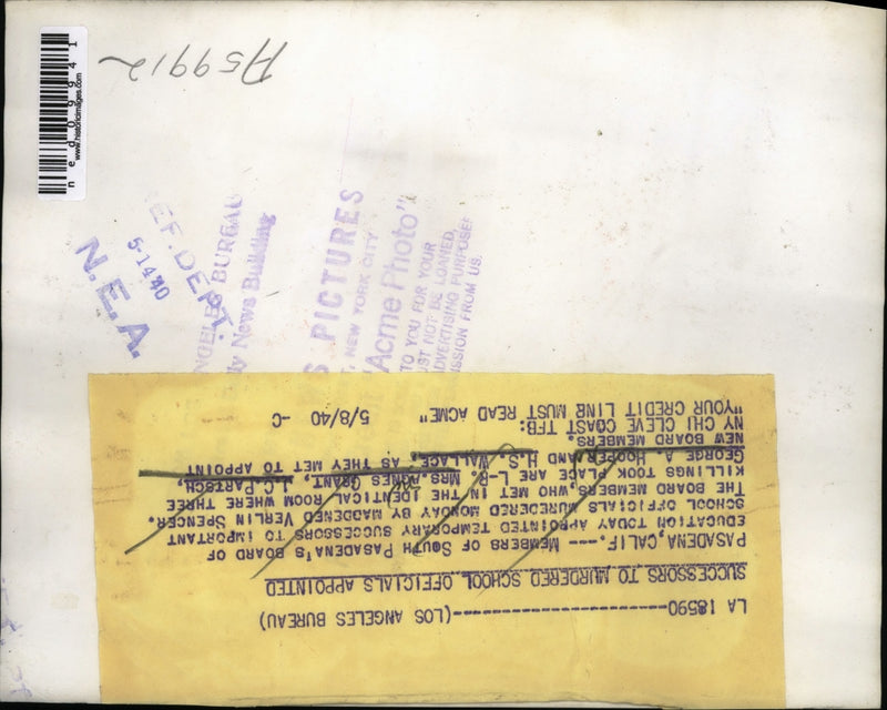 Load image into Gallery viewer, 1940 Media Photo Member of South Pasadena Board of Education appointed successor
